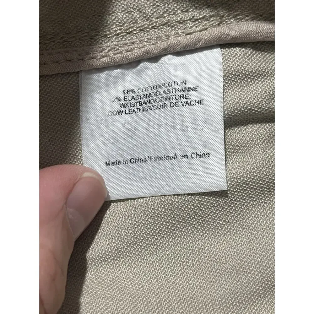 Tory Burch Joss Safari Khaki Pants Blue Cow Leather Sz 10